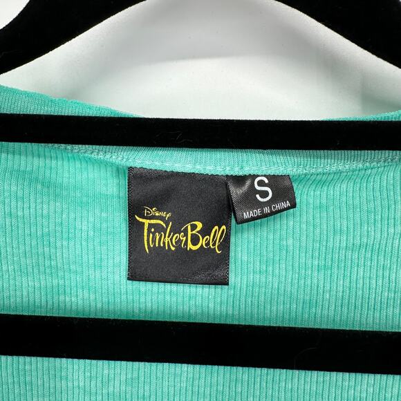 Disney Tinker Bell Tank Top Small Aqua Scoop Neck Ribbed Fairycore Y2K - Picture 2 of 6